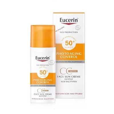 Kem trang điểm chống nắng Eucerin Photoaging Control Face Sun CC Creme getönt LSF 50+ mittel